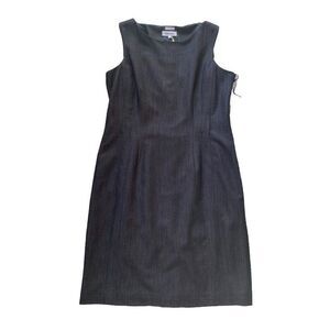 Calvin Klein Dress Black Chambray Grey Sheath 12 Sleeveless